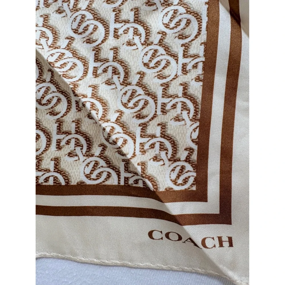 Coach CCH STK Logo Print Silk Square Scarf 33.5
